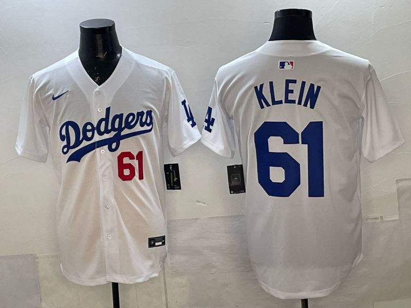 Men 2025 Nike Los Angeles Dodgers #61 Klein White Game MLB Jersey 04->los angeles dodgers->MLB Jersey